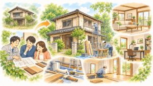 空き家を住居や事務所として活用するリフォーム事例のイメージ