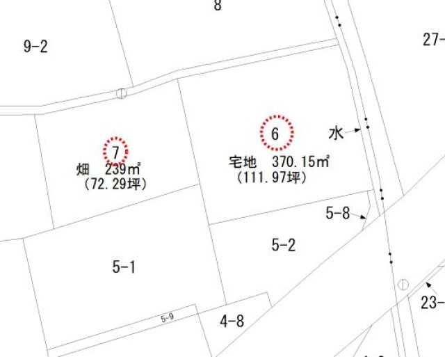 物件周辺の地図と畑の位置