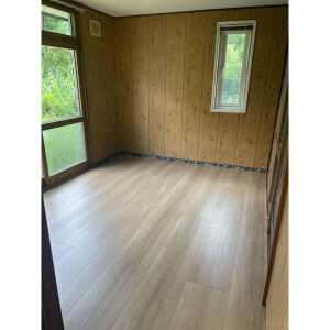 窓から緑が見える落ち着いた雰囲気のある洋室